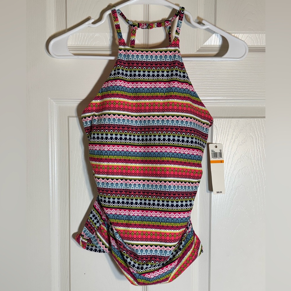 🌈 Anne Cole Vibrant High Neck Swim Bikini Top -‎ Size Small - NWT